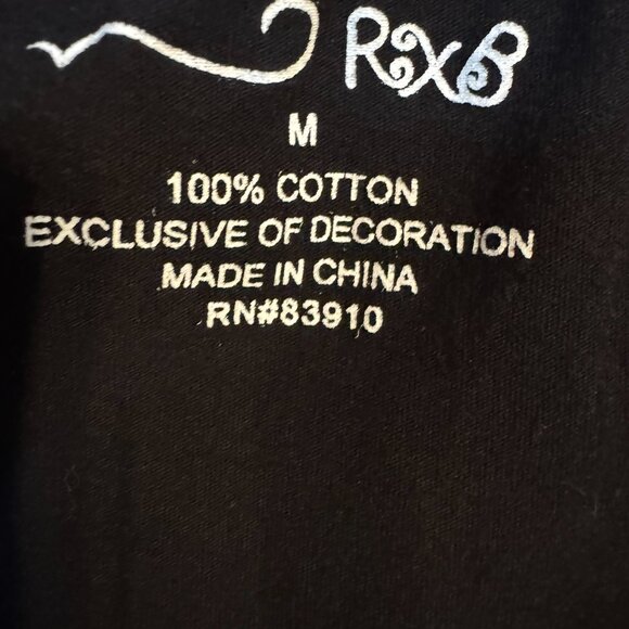 ❤️SPRING/SUMMER  BLACK TOP w/BEAUTIFUL EMBROIDERY DETAIL  MEDUM  #G - Picture 7 of 7